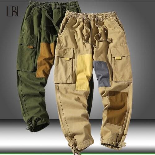 High Quality Fashion Mens Cargo Pants Hip Hop Multi Pocket Streetwear Jogging Pants Men Casual Elastic Waist New Casual Trousers