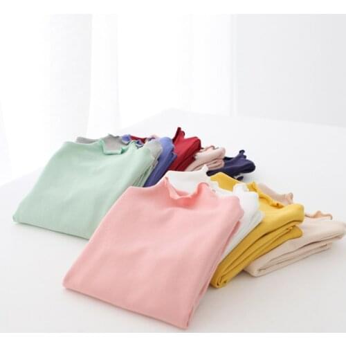 2021 Spring Autumn 2 3 4 6 8 10 Years ChildrenS Candy Solid Color Long Sleeve High Neck Basic Turtleneck T-Shirt For Kids Girls