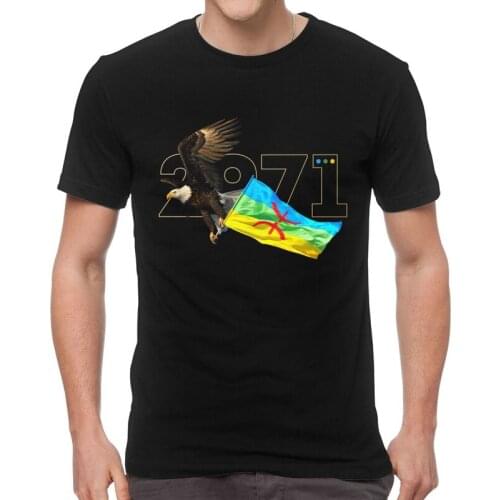 Amazigh New Year 2971 T-Shirts Men Novelty T Shirt Short Sleeve Berber Flag Tifinagh Tshirt 100% Cotton Tee Tops Clothing