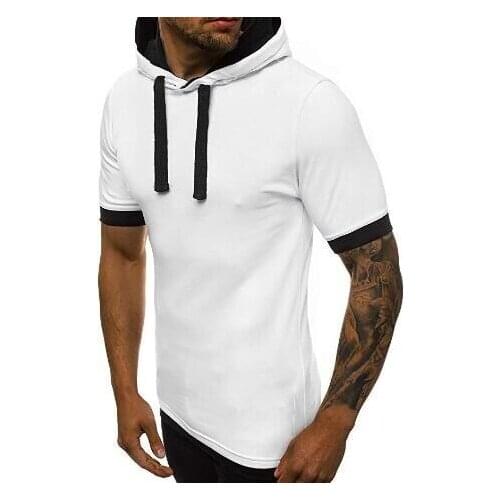 Hot style Male Solid Color Round Collars, Hooded Short Sleeve T-Shirt, Rotator Sleeve Rub