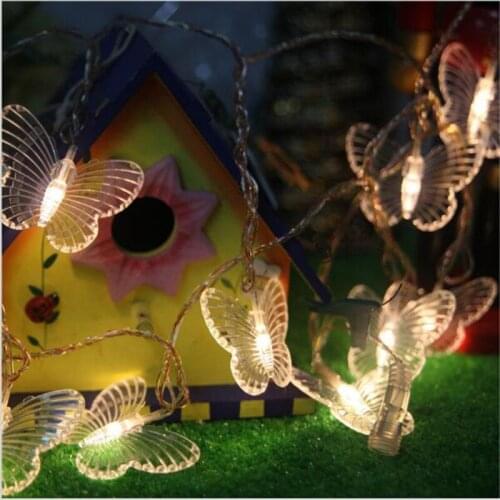EU plug 10m 100led butterfly string light fairy fiber optic garland outdoor garden party patio courtyard street decoration