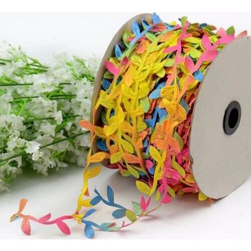 Leaf-Shaped Artificial Flower 20 Meters Colorful Fake Willow Polyester Simulation Leaves For Wedding Decoration DIY Wreath Craft