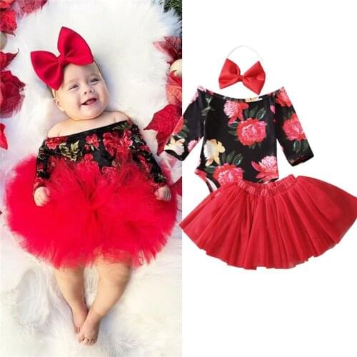 New Born Baby Girl Party Clothing Sets 1st Birthday Outfits Baby Body as Gift Bodysuit+Tutu Skirt+Headband 3pcs Clothes Set
