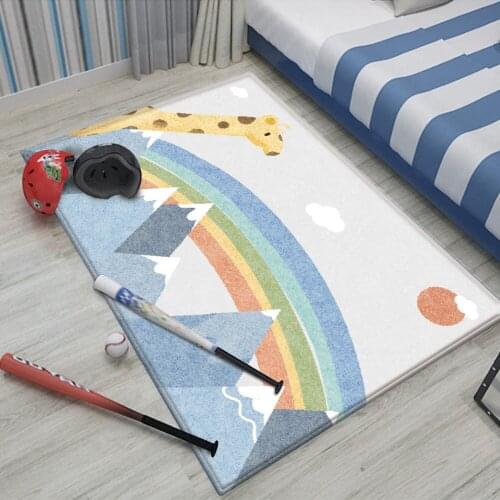 Top Brand Non-slip Floor Cute Animal Abstract Rainbow Pattern Kids Play Carpet Children Rug Baby Durable Flannel Children Carpet