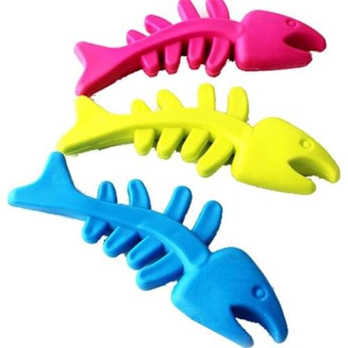 Cute Dog Chew Toy Rubber Fish Bone Shape Dog Bite Toy Dog Teething Toy for Puppy Cat Pet