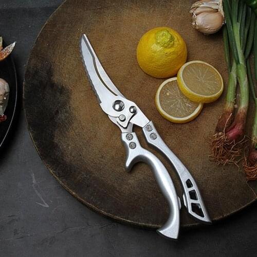Stainless Steel Multifunctional Powerful Chicken Bone Scissors Household Food Scissors Aluminum Handle Kitchen Scissors