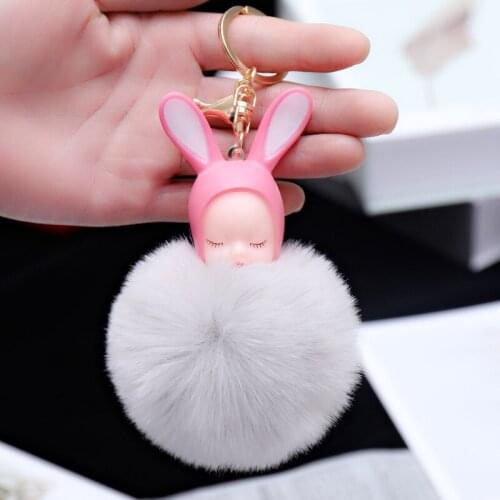Fashion Doll Rabbit Hair Ball Multicolor Hair Ball Keychain Girl Bag Pendant Gift