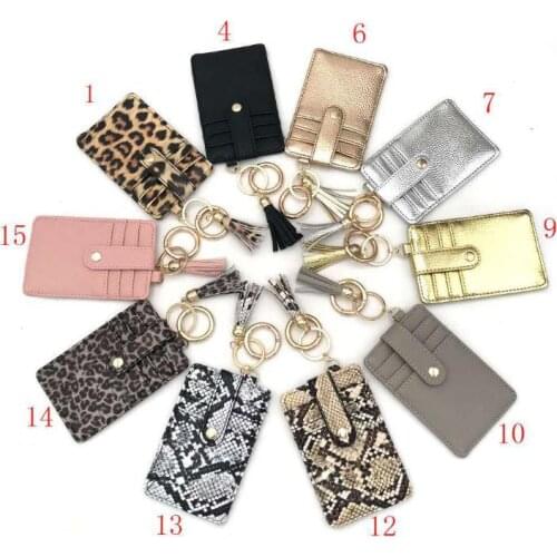 Fashion Pocket Clip Keychain New Design Hot Sale PU Leather Tassel ID Card holder Credit Card Wallet Keychains SN3130