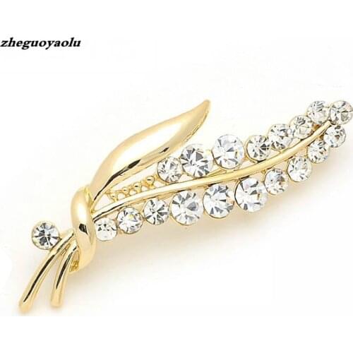 2019 New Temperament High-end Full Rhinestone Bouquet Leaf Brooch Elegant Pin Men And Women Suit Suit Collar Brooch Pin Ornament