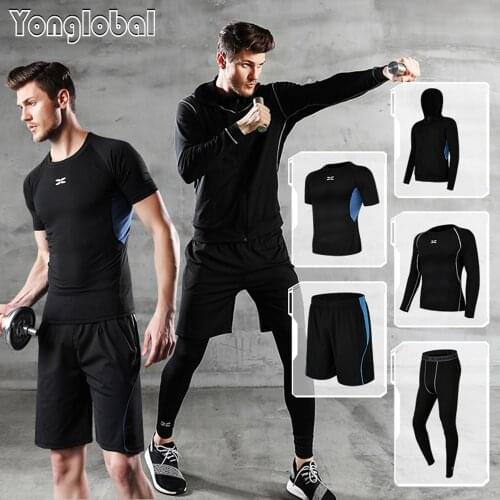 2021 Mens Tracksuit Run Sets Sportswear Clothing Sport Workout Suits Training Track Pants T-shirt Fitness Jogging Gym Running