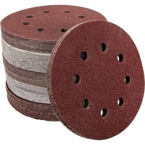 100pcs/set 5 Inch 8 Hole 40-240/60-240 Grits Polishing Sanding Paper Sanding Disc Kit Flocking Sandpaper Polishing Abrasive Tool