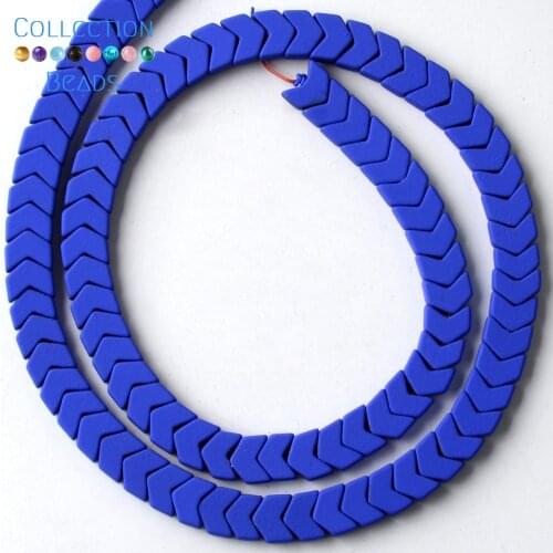 Natural Stone Blue Rubber Arrow Hematite Round Spacer Loose Beads For DIY Jewelry Making Necklace Bracelet Accessories 6x3mm