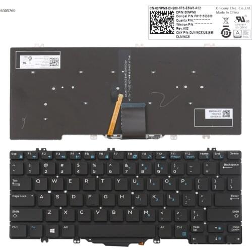 US QWERTY Layout New Replacement Keyboard for DELL Latitude 5280 5288 5290 5289 7280 7290 7389 7390 2 in 1 Laptop Backlit