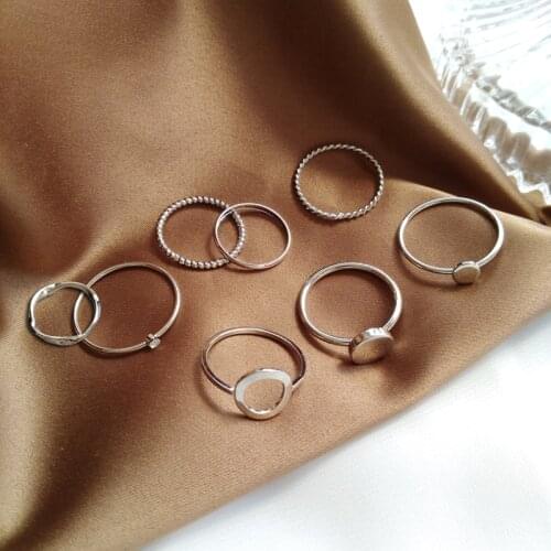 Punk Metal Geometry Circular Joint Rings Vintage Minimalist Style Finger Ring for Women New jewelry Accessories