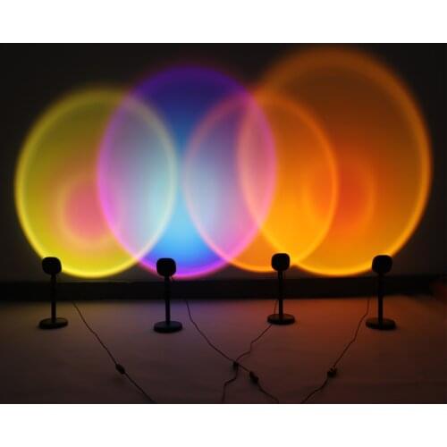 Sunset Projection Lamp Rainbow Atmosphere Led Night Light Sunset Light For Home Bedroom Background Wall Tiktok USB Table Lamp
