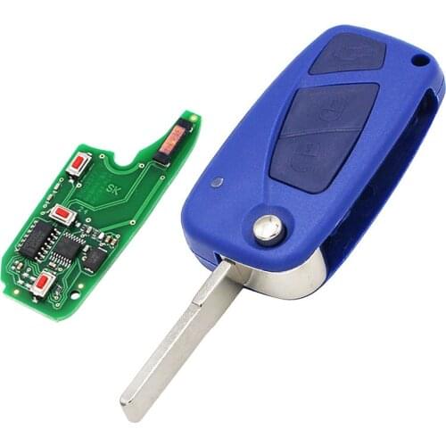 Flip Remote Key 3 Button 434MHz PCF7946 Chip For Fiat 500 Panda Idea Punto Stilo Ducato-Blue color