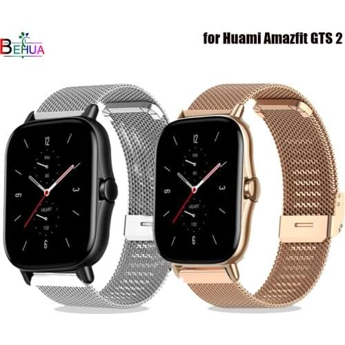 Milanese Stainless Steel Watchstrap For Huami Amazfit GTS 2 / GTR 2 Watchband For Amazfit Stratos 3 2 Wristband Bracelet 20/22mm