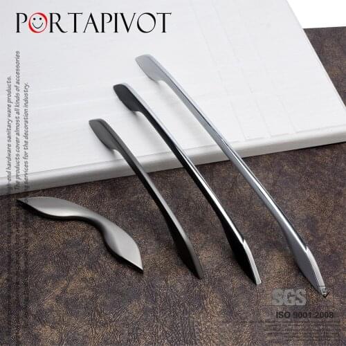 Zinc Alloy Drawer Handle American Modern Minimalist Kitchen Cabinet Door Double-Pitch Handle Gray Small Handle