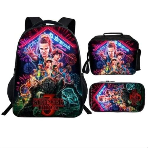 Mochila stranger things Backpack for Boys Girls School Bags Kids 3D Anime Pattern BookBag Kids School Bag Pack