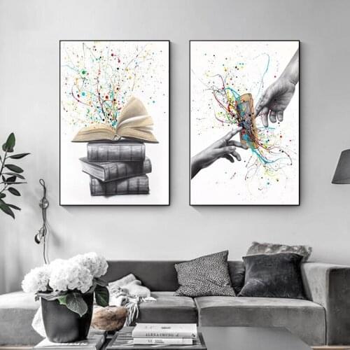 Modern Color Graffiti Modern Book Hand Canvas Painting Posters and Fashion Pictures Office Room Living Room Home Decoration