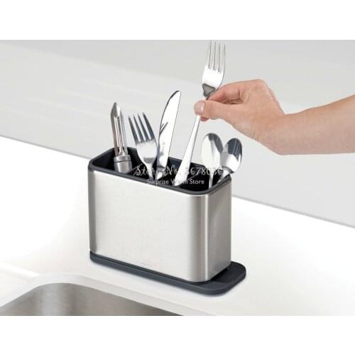 Surface Stainless-Steel Cutlery Drainer with Easy-drain Spout Kitchen Storage Knife Fork Holder Organizer Easy Cleaning
