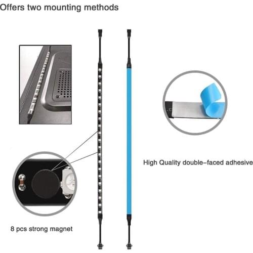 RGB PC LED Strip,Computer Magnetic Addressable LED Strip Kit, Motherboard with 5V 3pin RGB Header for Asus Aura