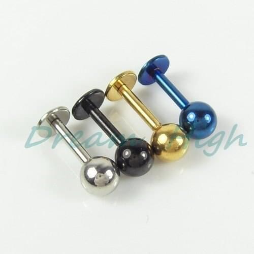 Free Shipping Titanium Lip Piercing Fancy Labret Ring High Quality 100pcs/lot Promotional Product 1.2*8*3mm Lip Bar Mixed Color
