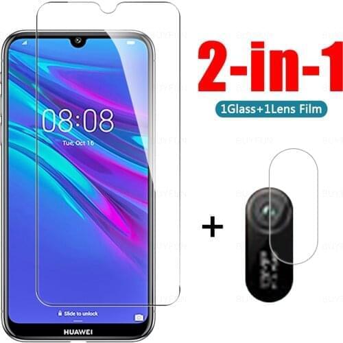 2-in-1 Cover Tempered Glass For Huawei Y5 Lite 2018 Y5 2019 Y5P 2020 Screen Protector For Huawei Y6 2019 Y6 Pro 2019 Camera Lens
