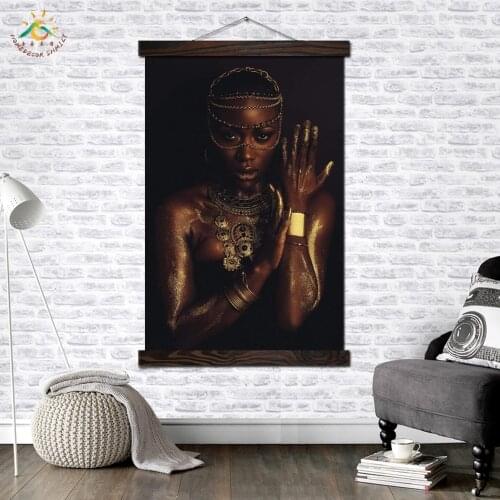 Woman Dipped In Gold Modern Wall Art Print Pop Art Picture And Poster Solid Wood Hanging Scroll Canvas Painting Home Decor