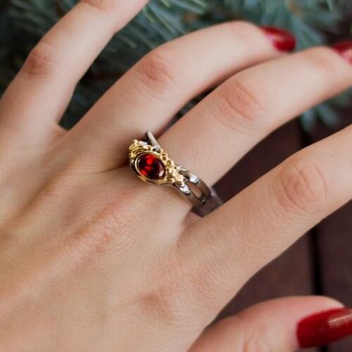 New Arrive Geometric Red Cubic Zircon Ring for Women Black-Gold Color Wedding Engagement Party Accessories