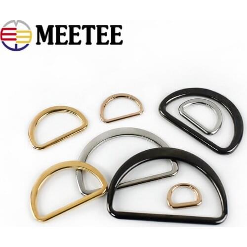 10pcs Meetee 20/25/30/35/40/45/50mm Metal D Ring Buckles Closed Loop Seamless for Bag Strap Shoes DIY Connection Accessory