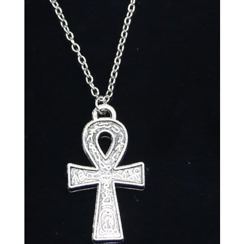 20pcs New Fashion Necklace 38x21mm egyptian ankh life symbol Pendants Short Long Women Men Colar Gift Jewelry Choker