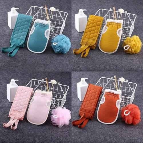 3Pcs/set Body Cleaning Washcloth Soft Brush Exfoliating Skin Towel Bath Gloves Shower Ball Back Scrubber Massage Shower Strap