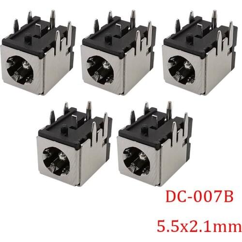5Pcs 5.5*2.1mm DC-007B DC Power Charging Socket Connector DC007B 5.5x2.1mm DC Female Jack Outlet Copper Bracket Laptop Adapter