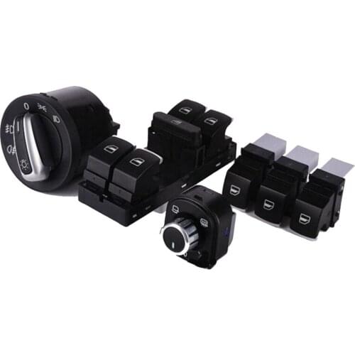 5ND941431A 5ND959565B Window Mirror Headlight Control Switch Set for VW Golf GTI Jetta MK5 MK6 Passat Tiguan Rabbit