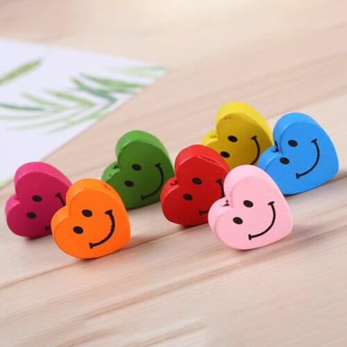60pcs/lot Heart & Smiling DIY Childrens Hand Accessories Beaded Wood 18MM Korean Peach Color Beads Wood Craft MR 004