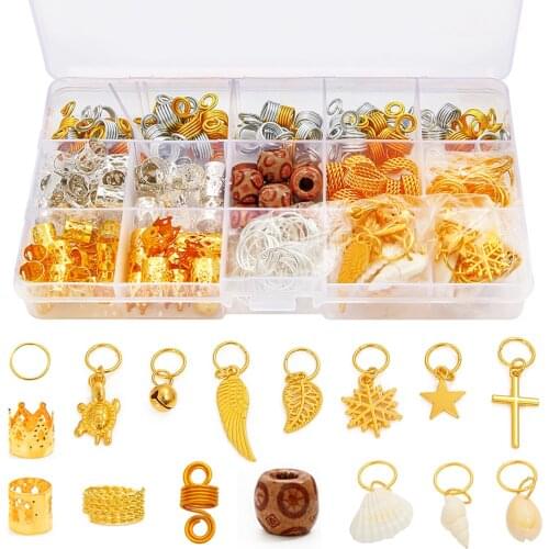 African Hair Coil Dreadlocks Hair Braid Rings Dreadlocks Hair Braid Cuffs Beads DIY Hair Accessories Jewelry Pendants Bead Cuff