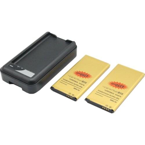 2x 4350mAh EB-BG900BBE EB-BG900BBC Gold Replacement Battery + Charger For Samsung Galaxy S5 SV I9600 G900A G900P G900T G900V