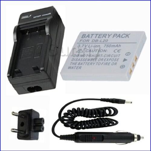 Battery+Charger for Sanyo DB-L20,DB-L20AU,Xacti VPC-C40,VPC-C6,VPC-CA6,VPC-CA8,VPC-CA9,VPC-CG65,VPC-CG9,VPC-E2 Digital Camcorder