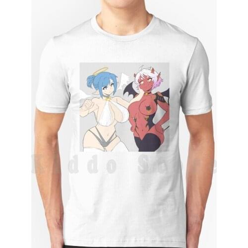 Angels & Demons T Shirt Men Cotton Cotton S-6Xl Brups Anime Girl Angel Girl Demon Girl Lewd Thicc