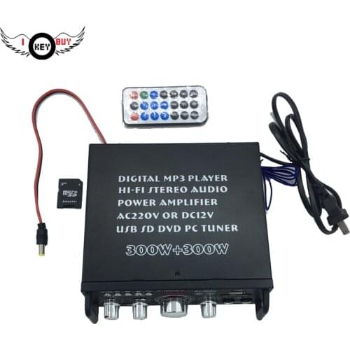 1PC High Quality 220V 12V MIni 2CH Car Amplifier Stereo USB SD Card Player FM Electronic Digital For Automobile Home I Key Buy