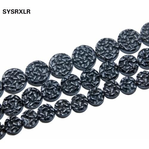 Free Shipping Natural Stone Beads Black Hematite Beads Flat Round Beads For Jewelry Making DIY Bracelet Necklace 8 10 12 MM