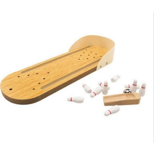 Wooden mini bowling ball Parent-child interactive board game Childrens board game toys Wooden bowling game