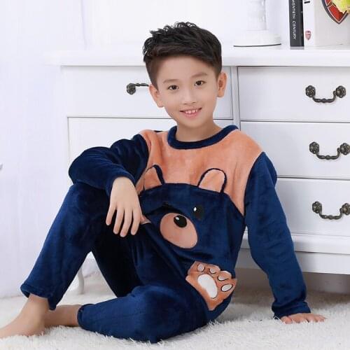 Kids Pajamas 2020 Winter Girls Boys Sleepwear Nightwear Baby Clothes Animal Cartoon Pajama Sets Warm Flannel Childrens Pyjamas
