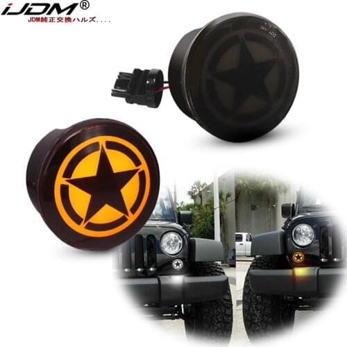 IJDM Dual-Color White Amber Hooke Road Star Logo LED For 2007-2017 Jeep Wrangler Daytime Running Lights & Turn Signal Lights