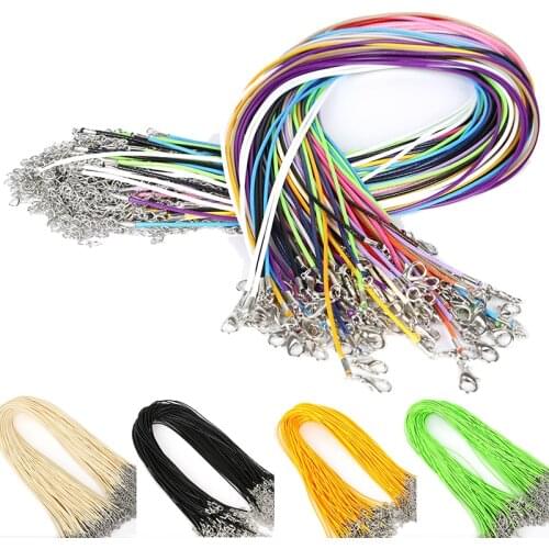 5Pcs 1.5 2mm Leather Chains Necklaces Bracelet Pendant Charms Lobster Clasp DIY Jewelry Making Accessories String Cord Necklace