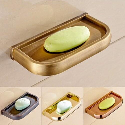 European Style Copper Soap Box Bathroom Storage Soap Holder Board Box Container Wall-mounted Storage Rack