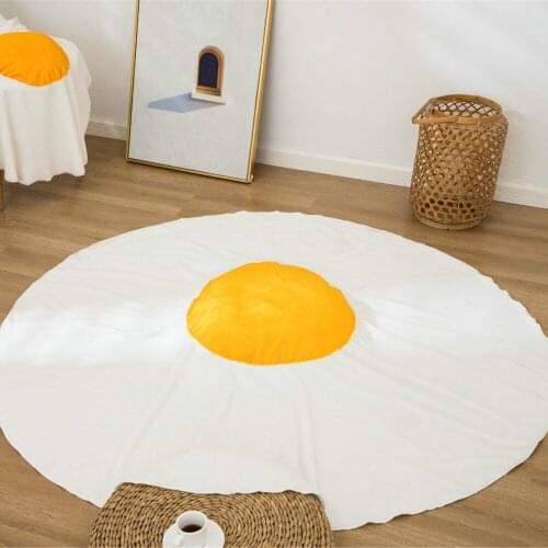Cilected Omelette Blanket Nordic Ins Cute Flannel Blanket 3D Omelette Children Nap Blanket Air Conditioning Room Round Blanket