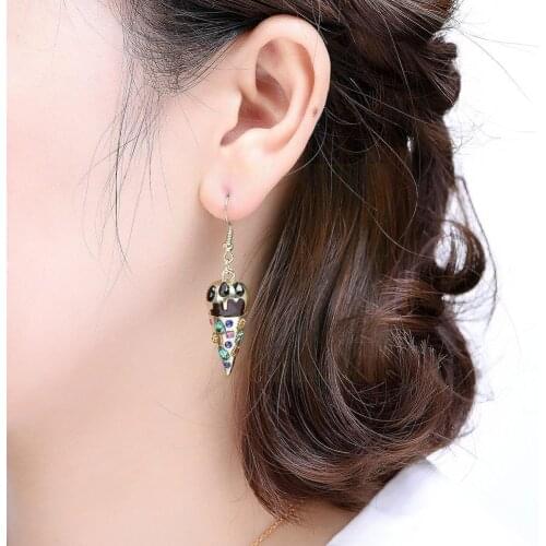Cute Ice Cream Design Earrings Women Decor Jewelry Crystal Oil Mosaic Ear Earrings Drip Drop Cartoon Accessories P6Q8