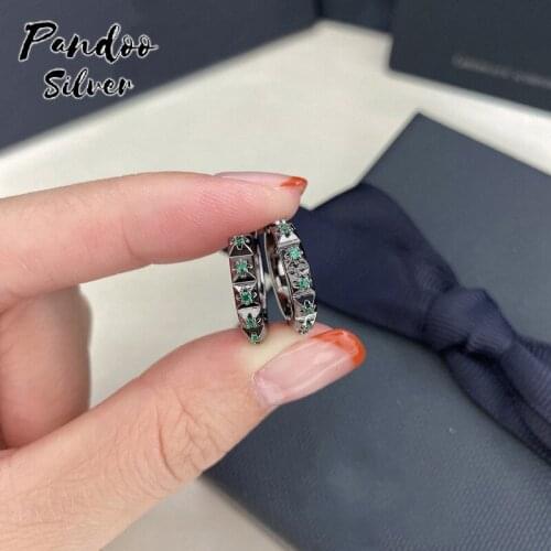 Fashion Charm Sterling Silver Original 1:1 Replica,Pink Spikes Black Spike Hoop Earrings Luxury Jewelry Gift